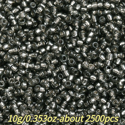 1.5mm Silvery-filled Mini Glass Rice Beads