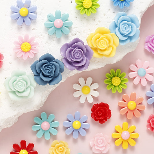 20g Resin Colorful Flower Patch Beads