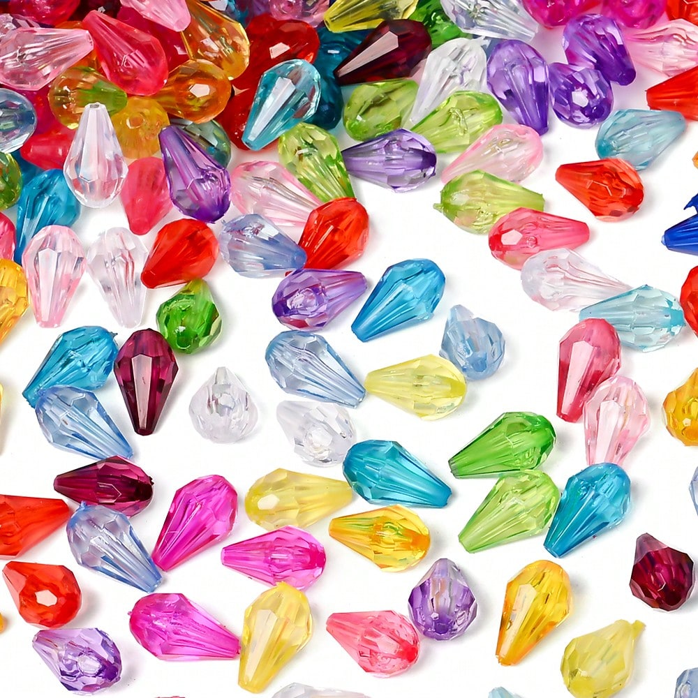 200pcs 13x8mm Faceted Waterdrop Acrylic Beads