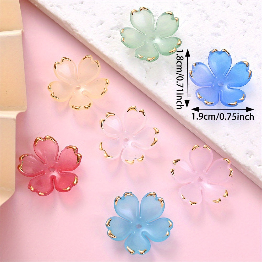 Multicolor Sakura Spacer Beads with Golden Edge