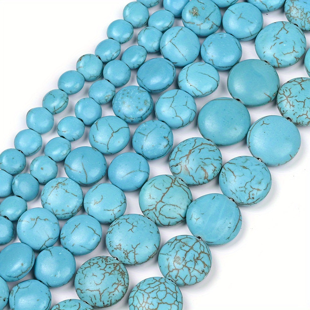 Blue Stone Flat Round Beads