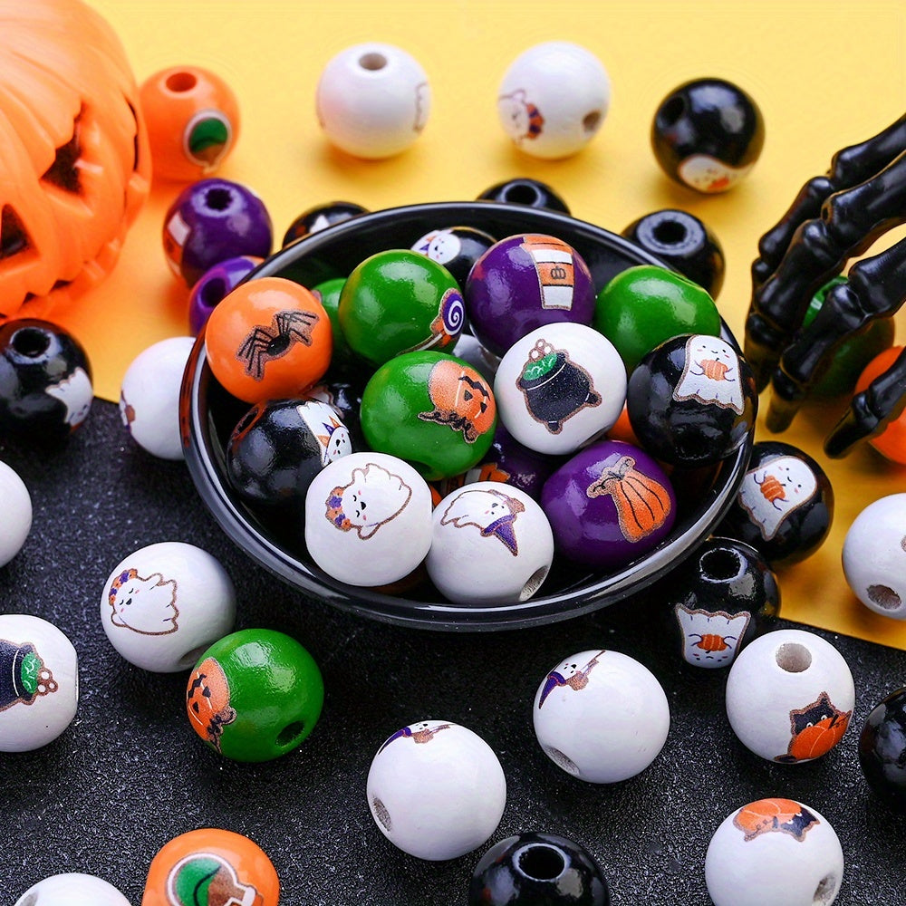 Halloween Wooden Pattern Beads