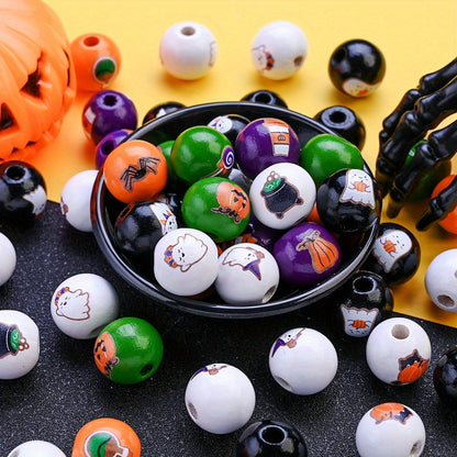 Halloween Wooden Pattern Beads