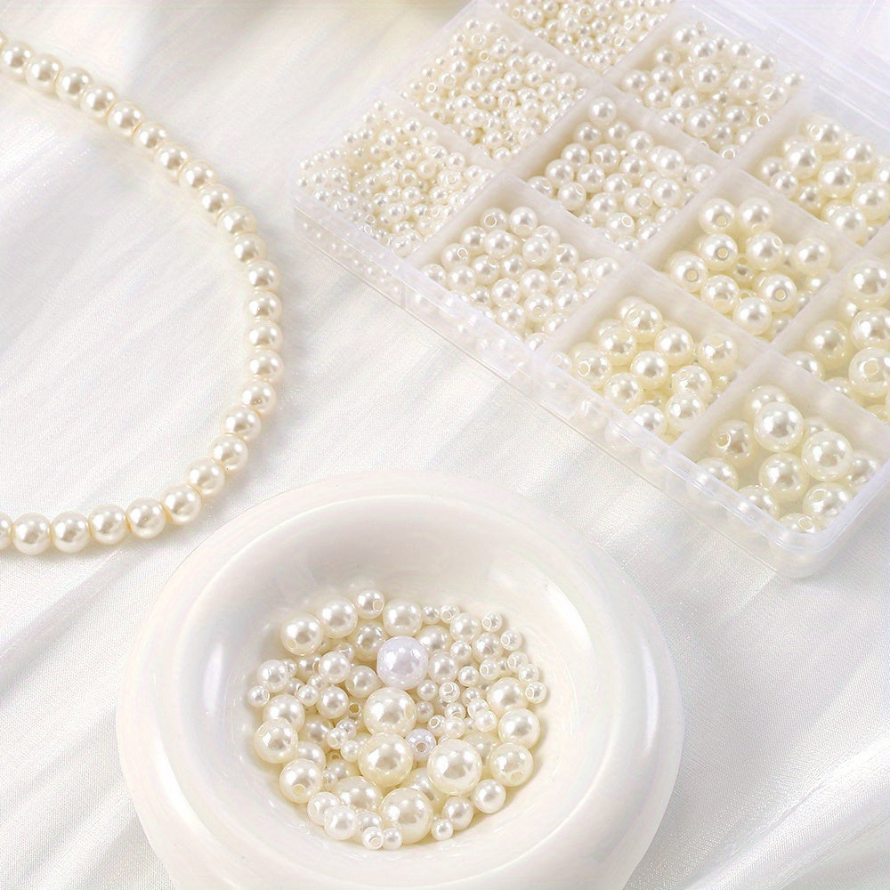 1100pcs 4/6/8/10mm Acrylic Faux Pearl Beads Kit