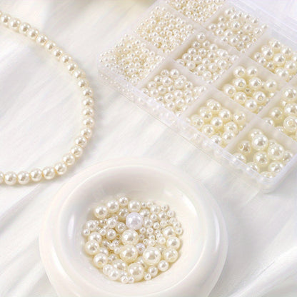 1100pcs 4/6/8/10mm Acrylic Faux Pearl Beads Kit