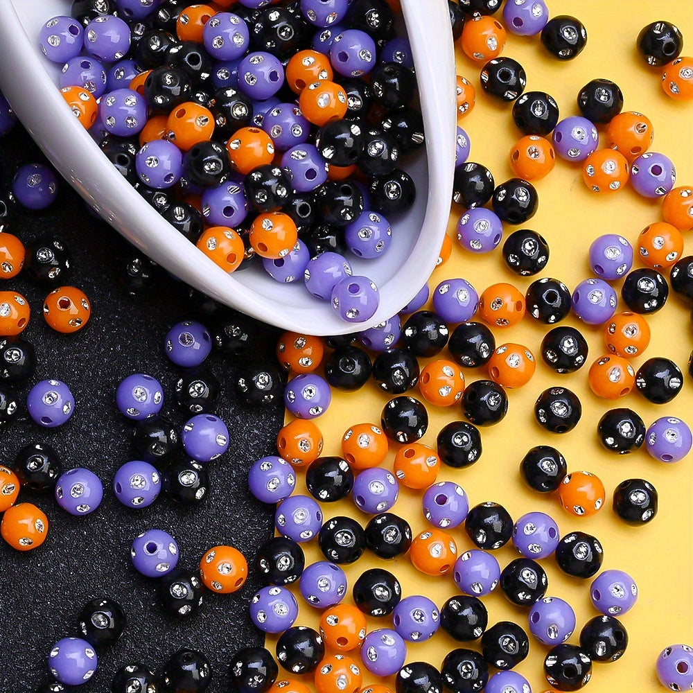 8mm Halloween Rhinestone Acrylic Spacer Beads