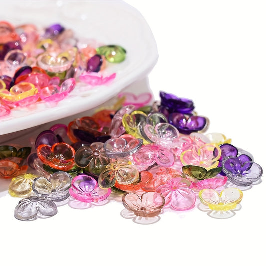 Transparent 3-Petal Flower Acrylic Beads
