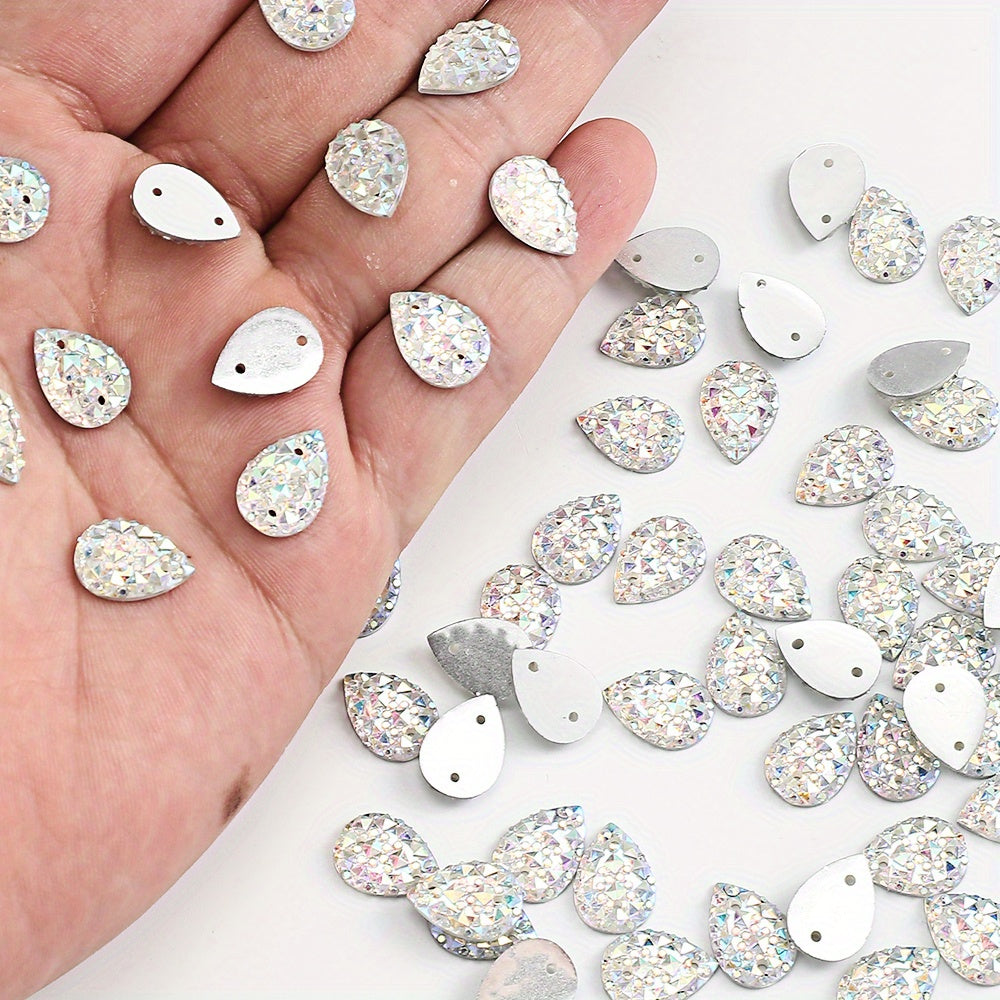 50pcs 10x14mm Pineapple Face AB Resin Flatback Beads