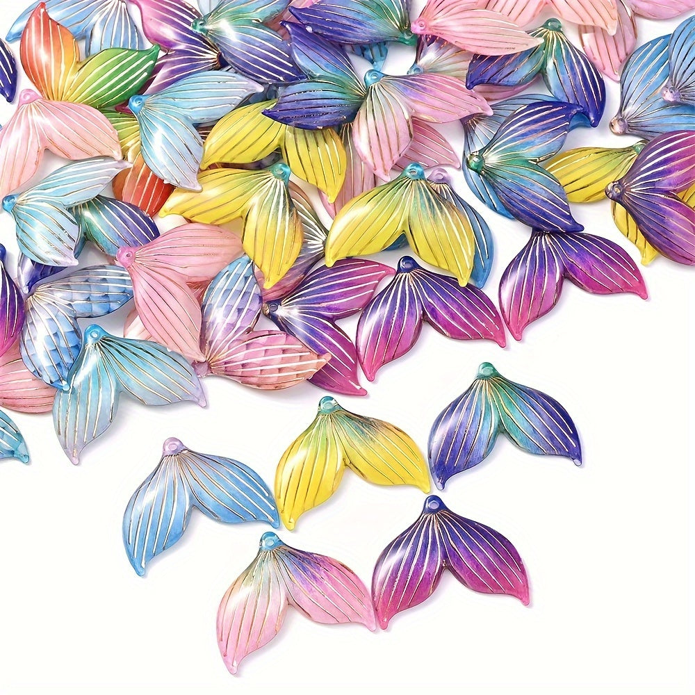 10pcs 24x30mm Mermaid Tail Acrylic Pendant Beads