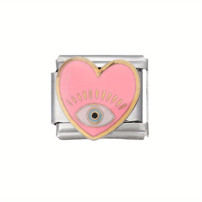 1pc 9x10mm Stainless Steel Evil Eye Module Charm Bead