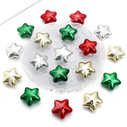 20mm Shiny Christmas Acrylic Star Charm Beads, 10pcs