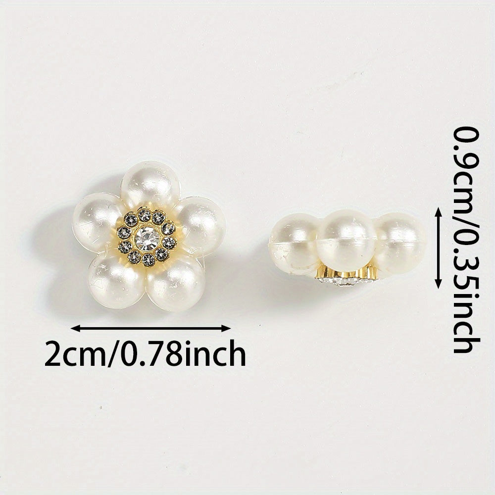 50pcs 20mm White Flower Rhinestone Imitation Pearl Beads