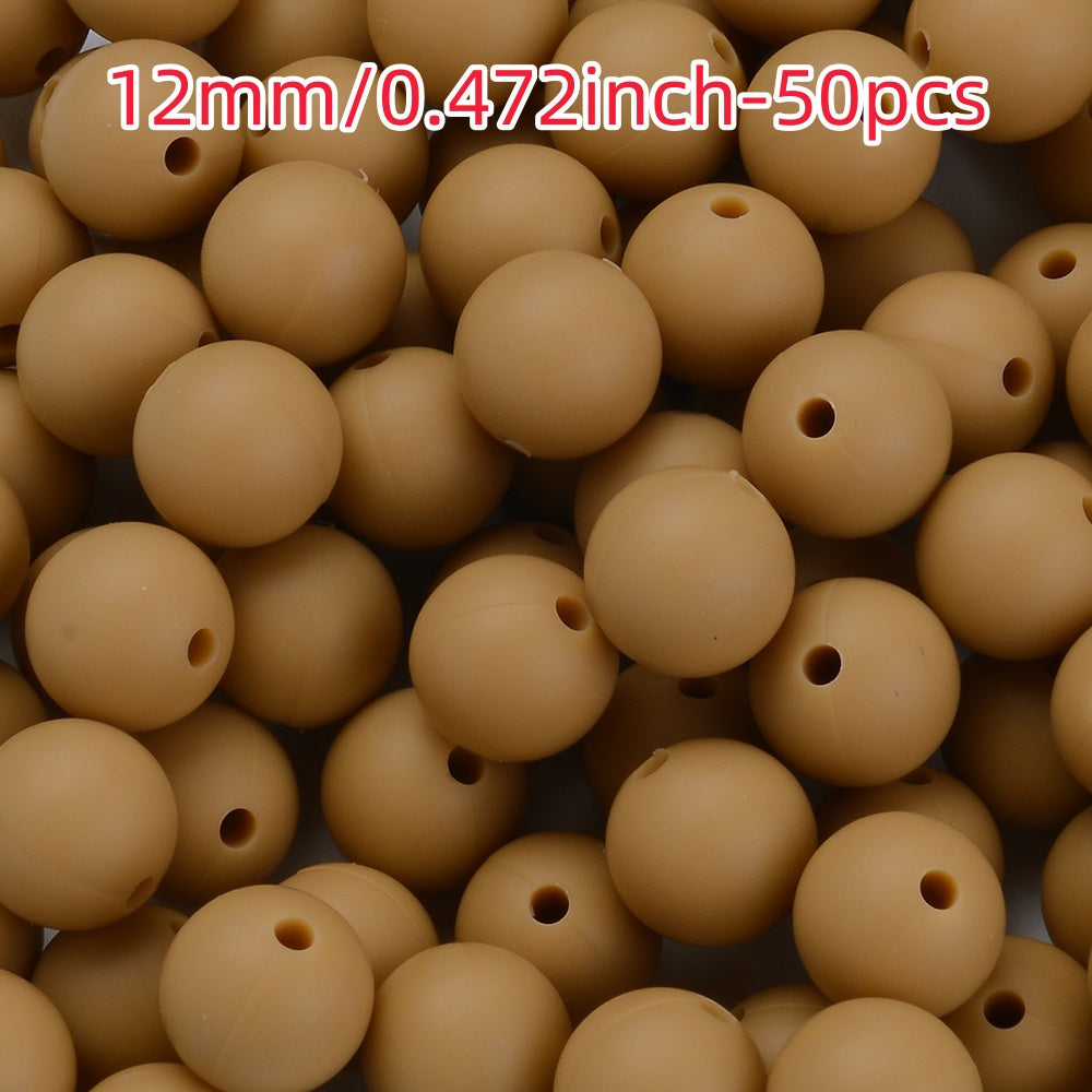 50pcs 12/15mm Rainbow Silicone Round Focal Beads