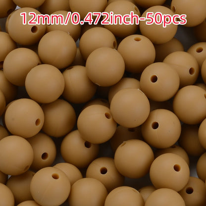 50pcs 12/15mm Rainbow Silicone Round Focal Beads