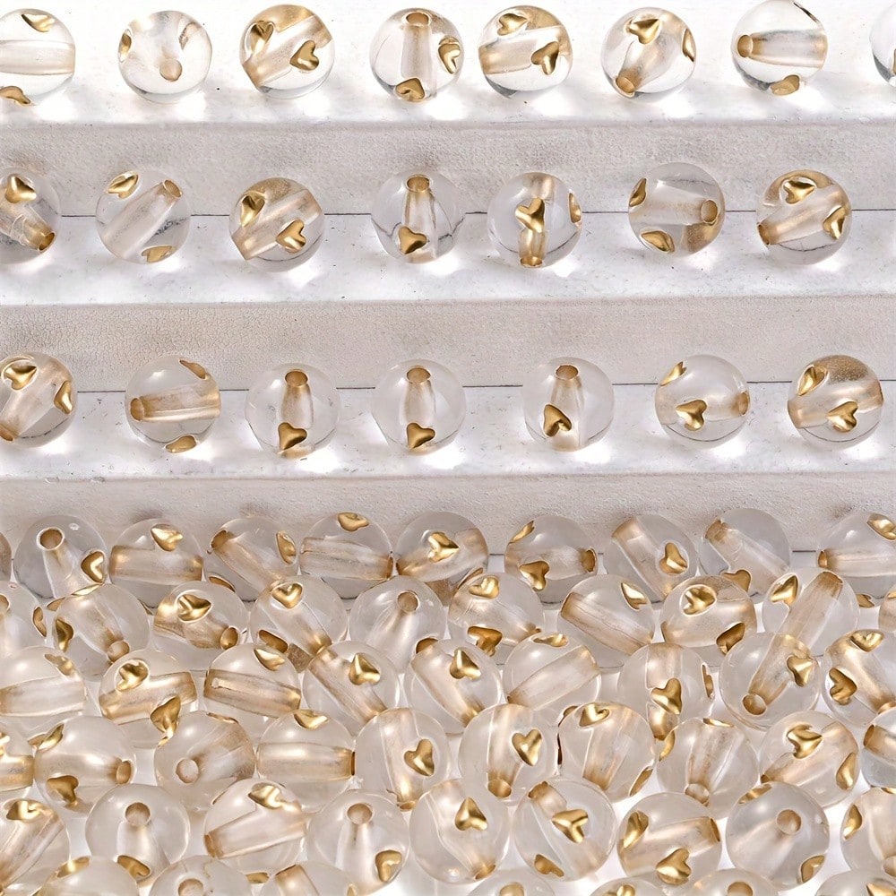 50pcs 12mm Clear Acrylic Heart Beads
