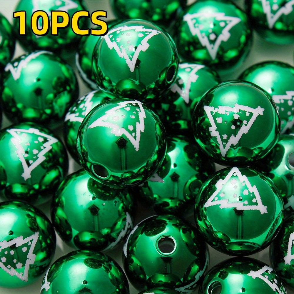 16mm Christmas Snowflake Print Acrylic Beads