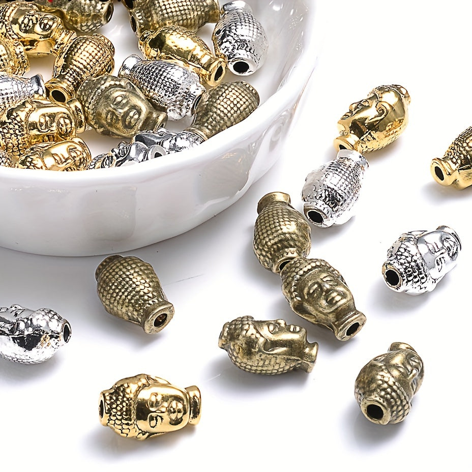 10Pcs 8x13mm Character Head Alloy Beads Charms Yoga Spacer Beads for Making Beaded Bracelet DIY Craft Keychain Jewelry Findings