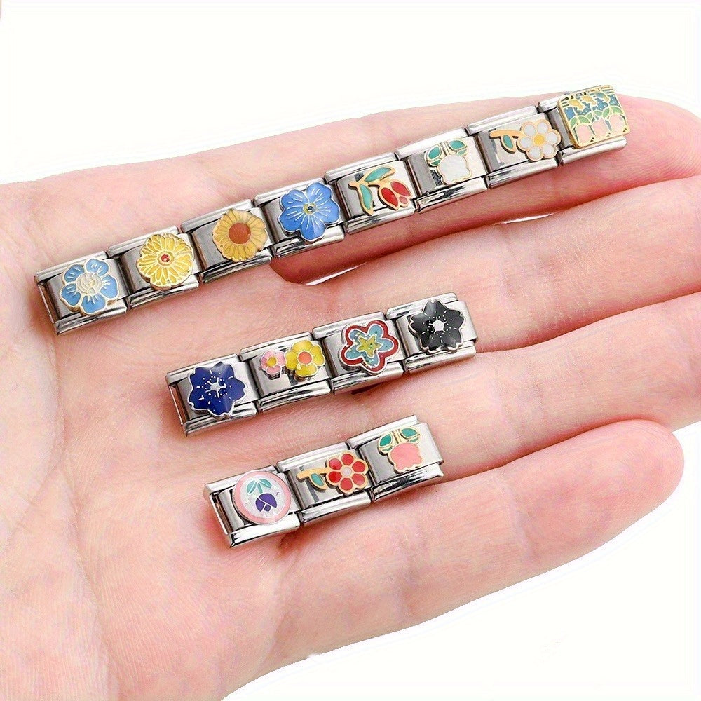 1pc 9x10mm Stainless Steel Flower Module Bead