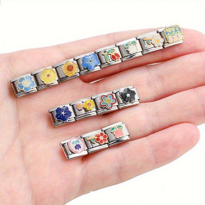 1pc 9x10mm Stainless Steel Flower Module Bead