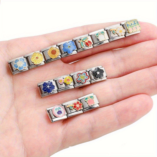 1pc 9x10mm Stainless Steel Flower Module Bead