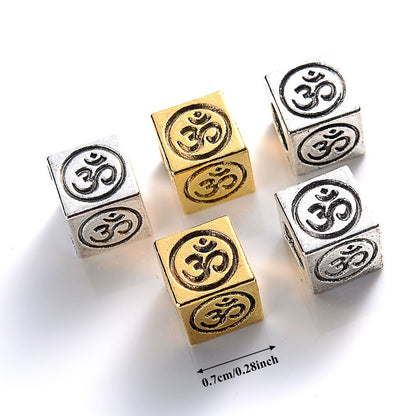 10pcs 7mm Retro Golden & Silvery Square Spacer Beads