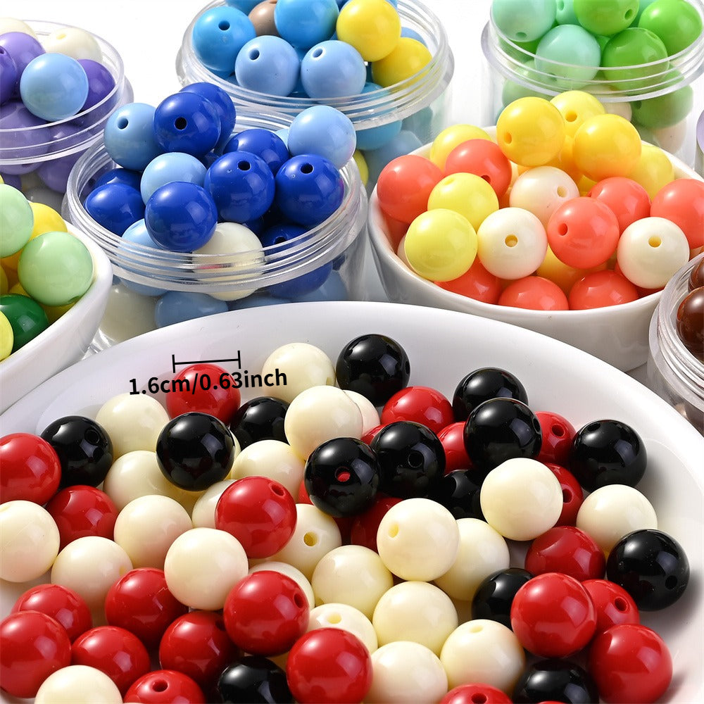 50pcs 16mm Dark Mixed Color Acrylic Round Beads