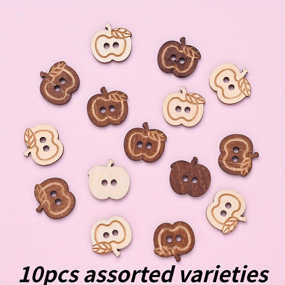 15x15mm Wooden Apple-Shaped Button Beads