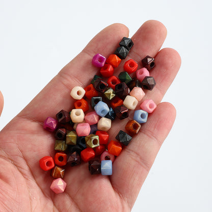 100pcs 8mm Faceted Square Acrylic Beads