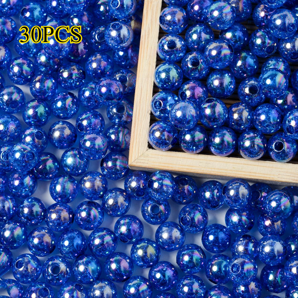 30pcs 10mm Colorful Crackle Acrylic Beads