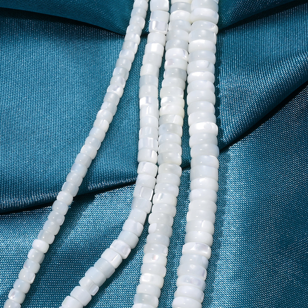 75/80/90pcs White Turban Shell Threaded Stone Beads