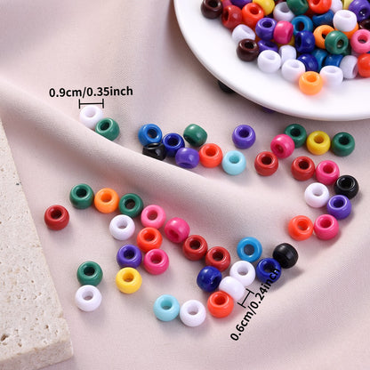100pcs 6x9mm Braided Large Hole Acrylic Pony Beads