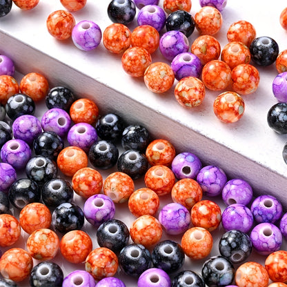 Halloween Round Wood Spacer Beads with Cord