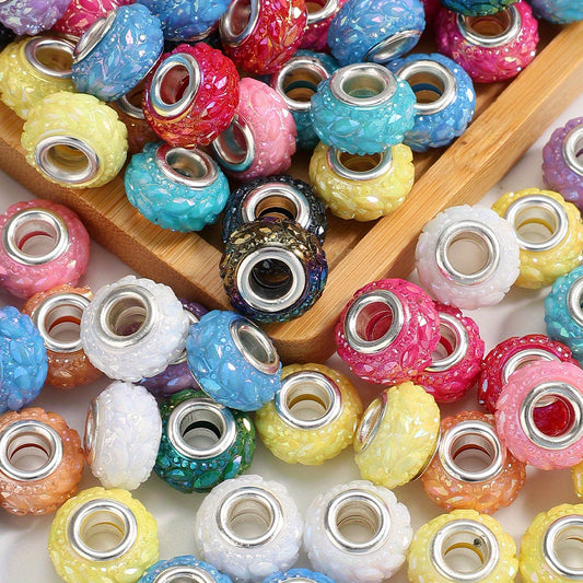 20pcs 14x8mm Resin 3D Pattern Flat Round Beads
