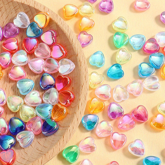 100pcs Colorful Heart Acrylic Beads