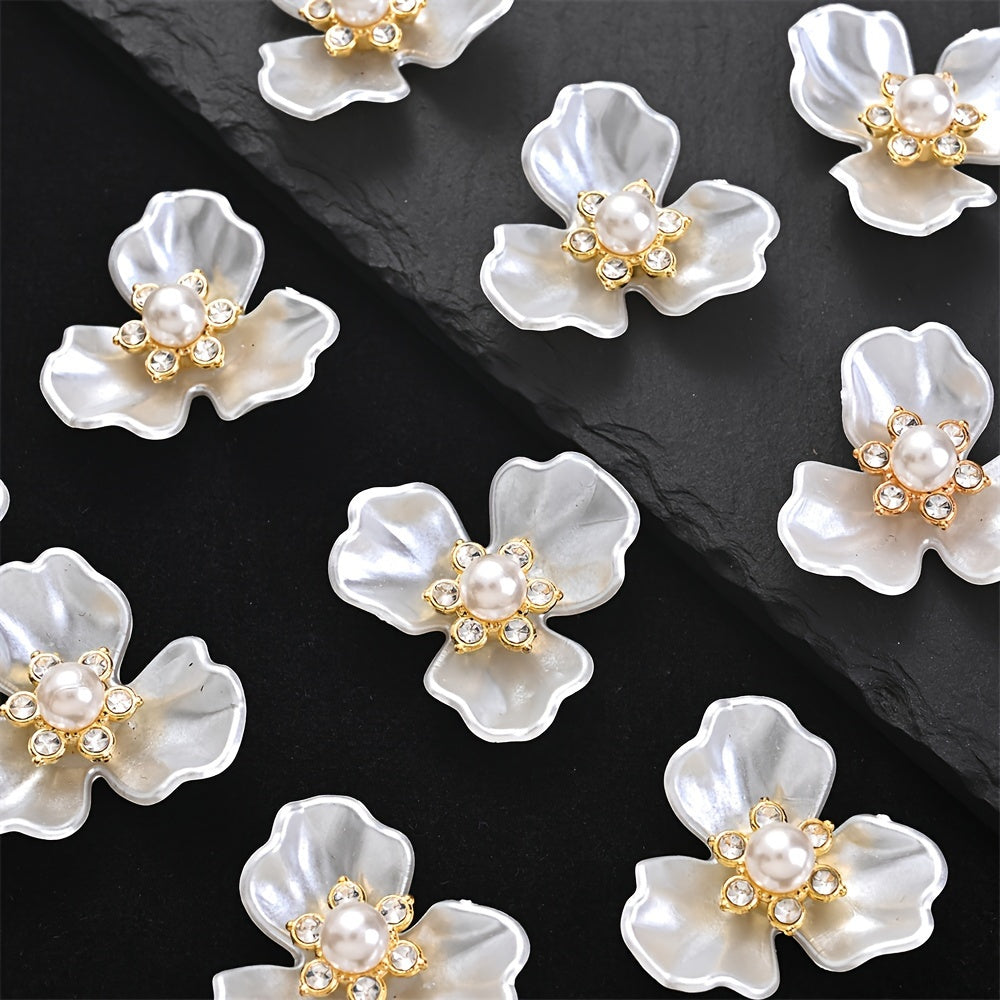 20pcs Triple Petal Flower Rhinestone Patches