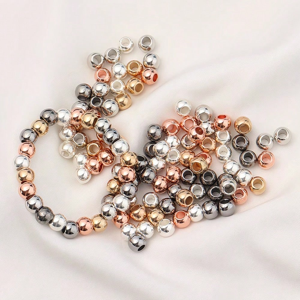 400pcs 6mm Golden Silvery Round CCB Spacer Beads