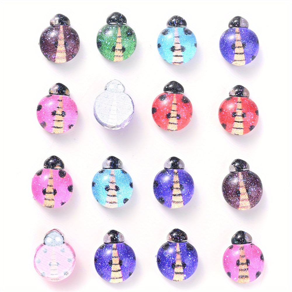 50pcs Mini Seven Star Ladybug Resin Flatback Beads