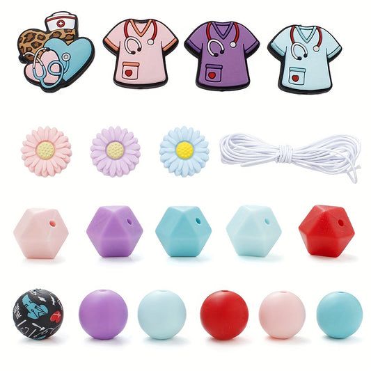 8/47pcs Silicone Heart Focal Beads