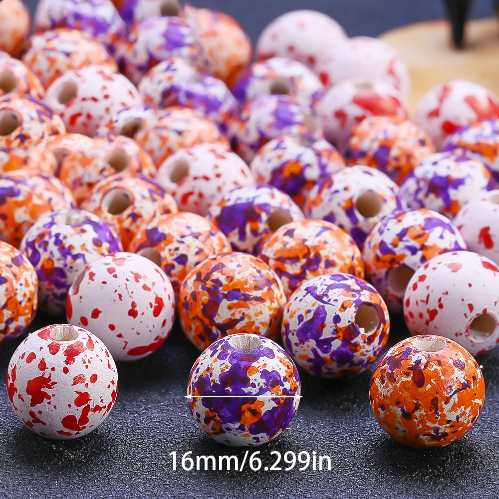 Halloween Blood Splatter Wooden Beads
