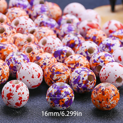 Halloween Blood Splatter Wooden Beads
