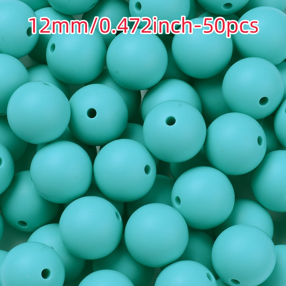 50pcs 12/15mm Rainbow Silicone Round Focal Beads