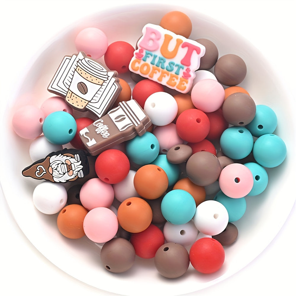 Coffee Silicone Round Focal Beads