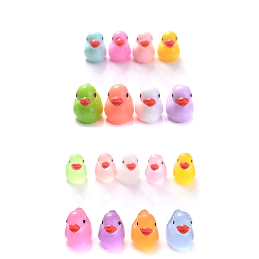 20pcs 16x16mm Luminous Resin Duck Beads