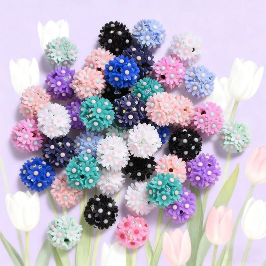 10pcs/set Colorful Resin Flower Beads