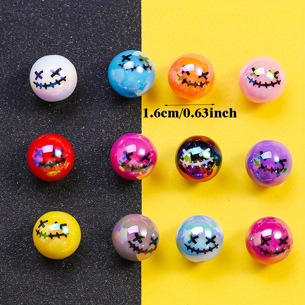 10pcs Halloween Ghost Graffiti Acrylic AB Beads