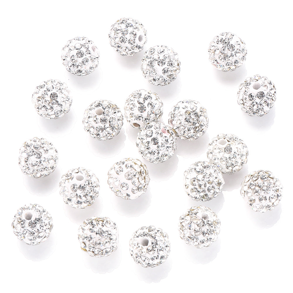 10mm AB Shiny Rhinestone Clay Beads