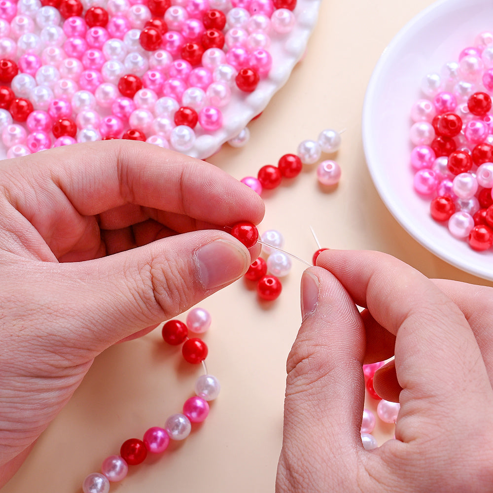 Shiny Pink Love Acrylic Beads