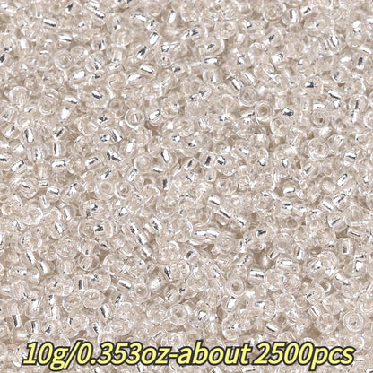 1.5mm Silvery-filled Mini Glass Rice Beads