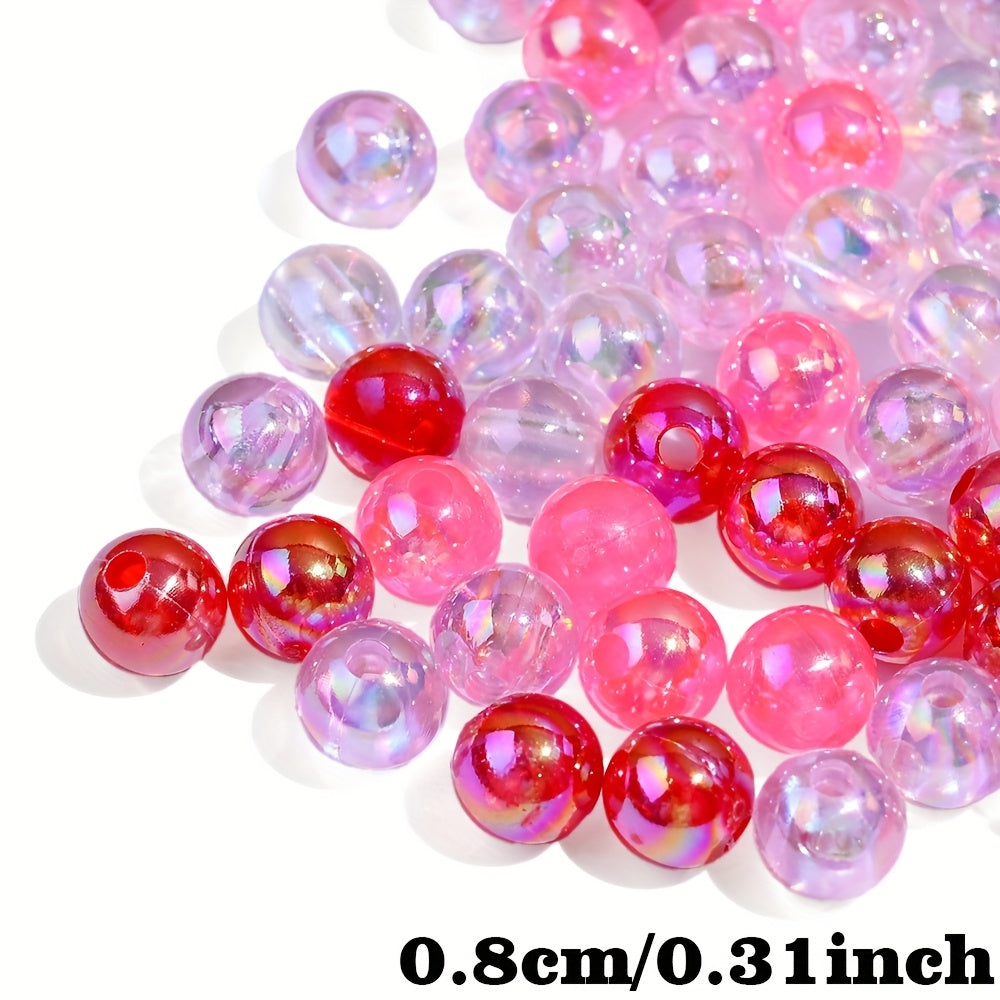 8mm Pink AB Color Acrylic Round Beads