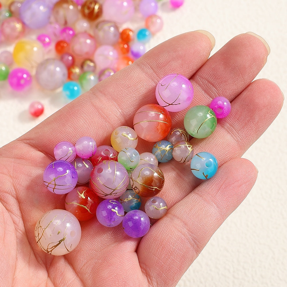 10/20/30/50/100pcs Gold Thread Pattern Acrylic Beads